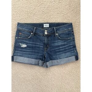 Hudson Croxley Mid Thigh Med Wash Shorts Distressed Cuffed Size 28